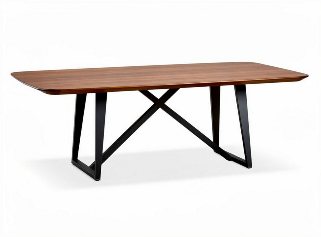 Wooden dining table with black metal legs 180 x 90 x 75cm
