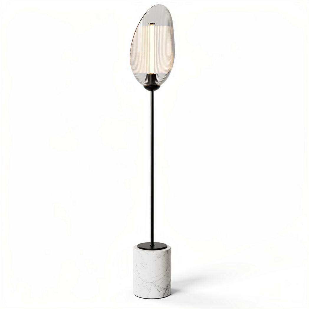 Modern floor lamp with marble base and glass shade 20 x 20 x 150cm