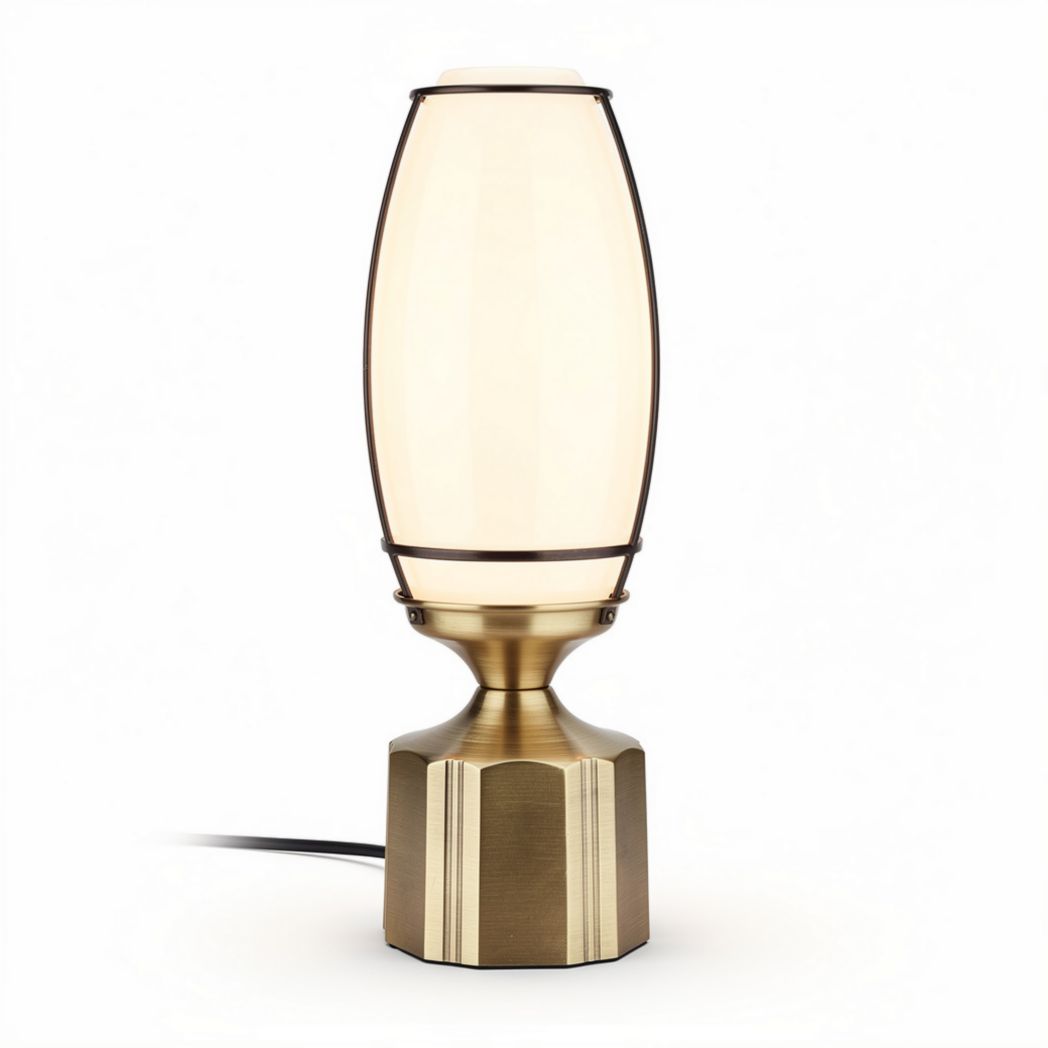 Brass table lamp with white glass shade for modern home décor 20 x 20 x 40cm