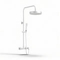Wall-mounted shower system with handheld showerhead and rain showerhead in chrome finish