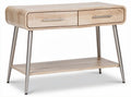 Wooden console table with two drawers and metal legs 80 x 40 x 75cm