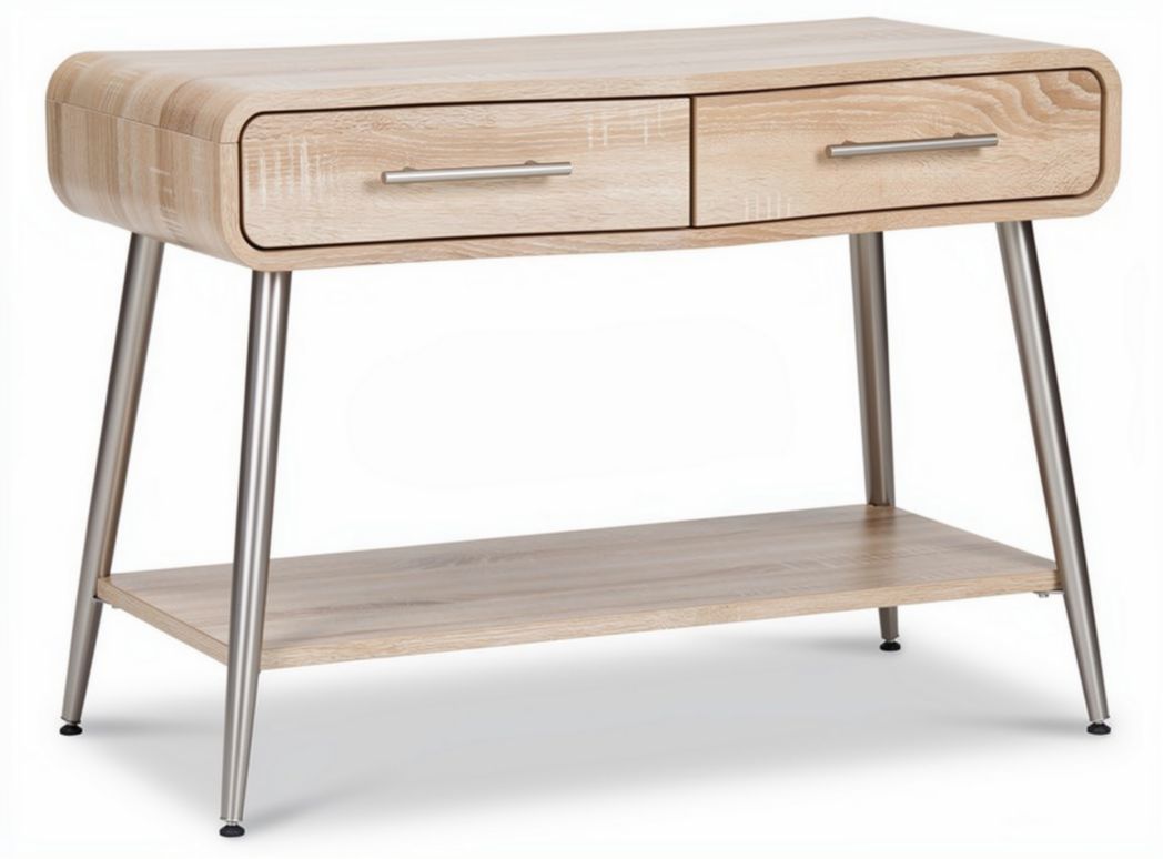 Wooden console table with two drawers and metal legs 80 x 40 x 75cm