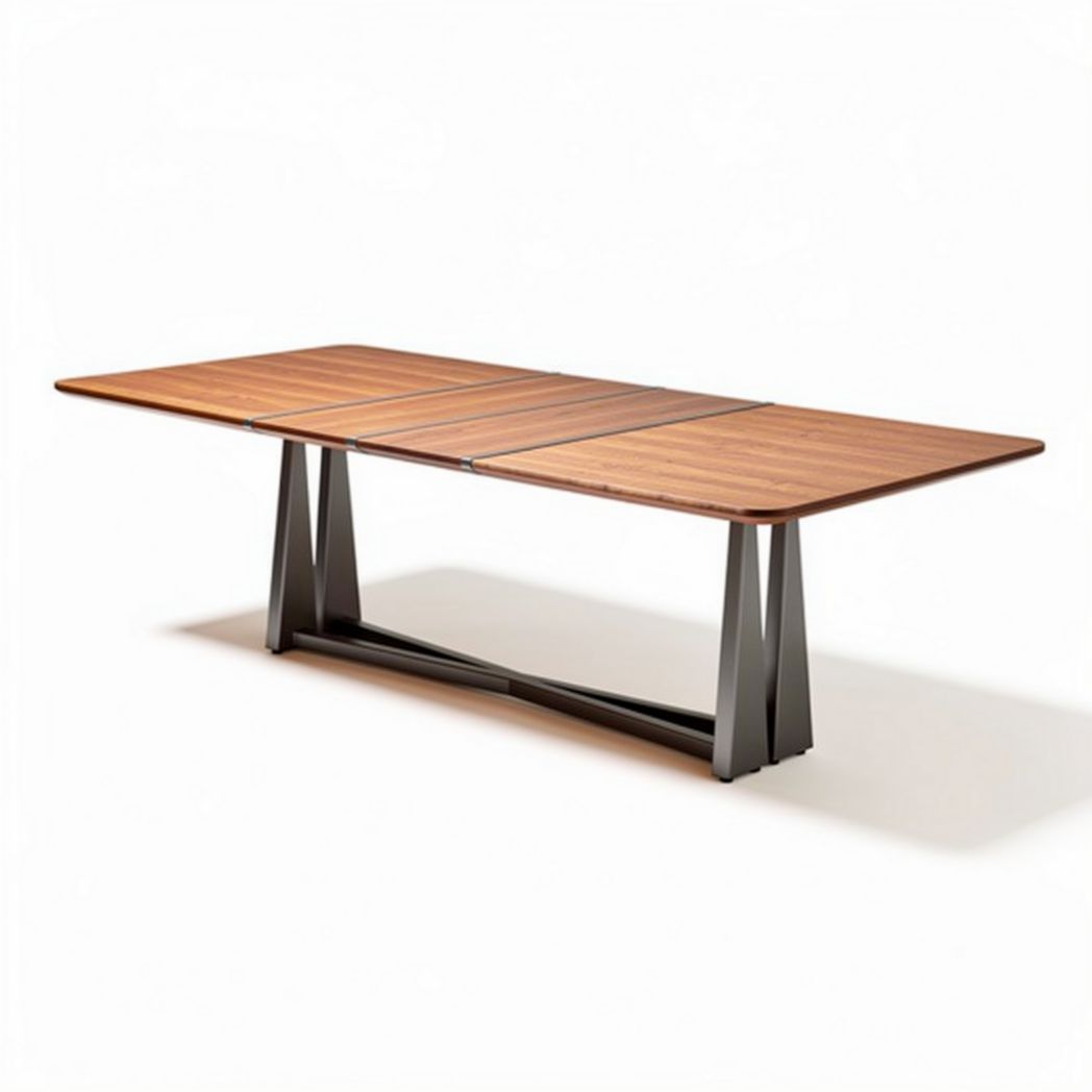Extendable dining table made of engineered wood and metal legs in walnut finish 200 x 100 x 75cm