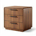 Wooden nightstand with three drawers in walnut finish 50 x 50 x 45cm