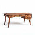 Wooden office desk with four drawers in walnut finish 150 x 75 x 75cm