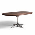 Walnut oval dining table with brushed stainless steel base 200 x 100 x 75cm
